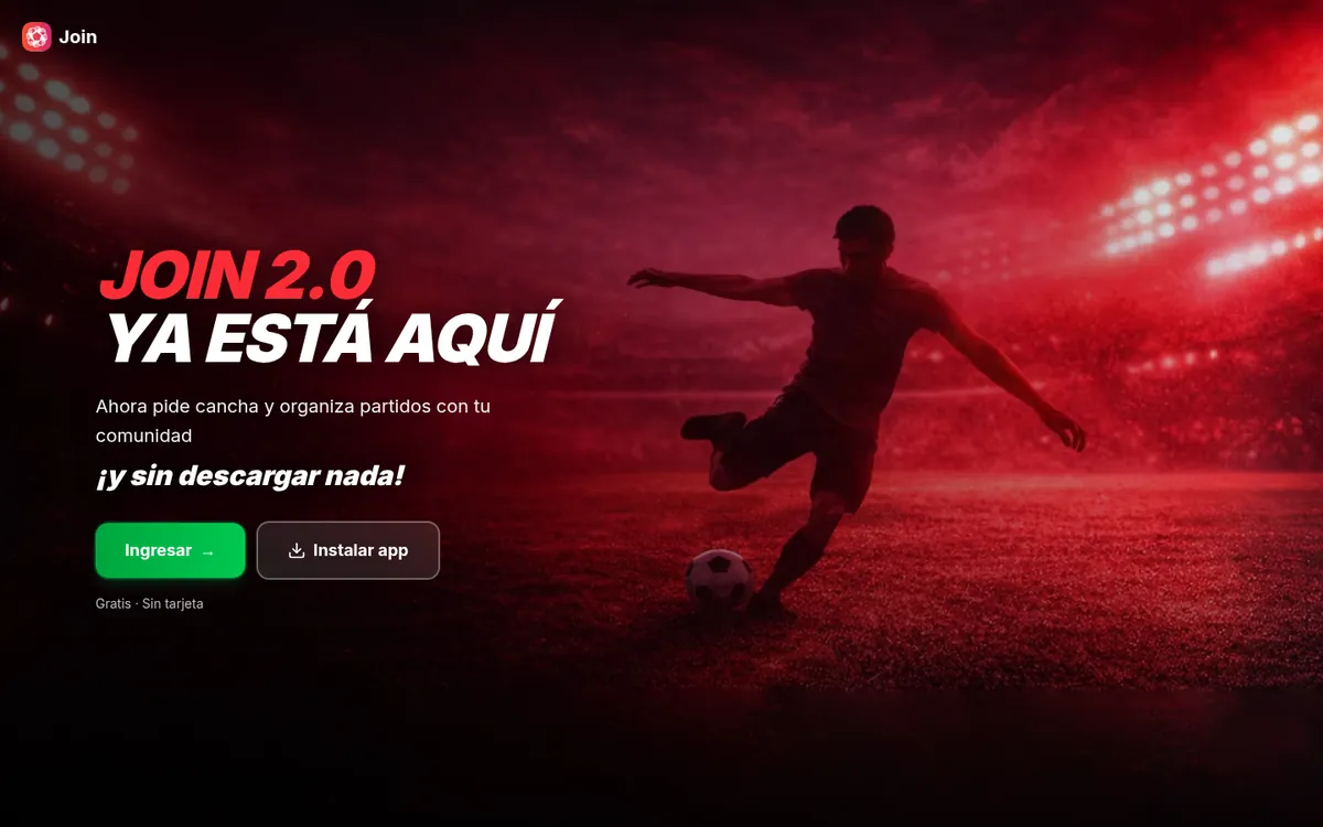 Captura de la plataforma JoinFútbol, panel de reservas de canchas